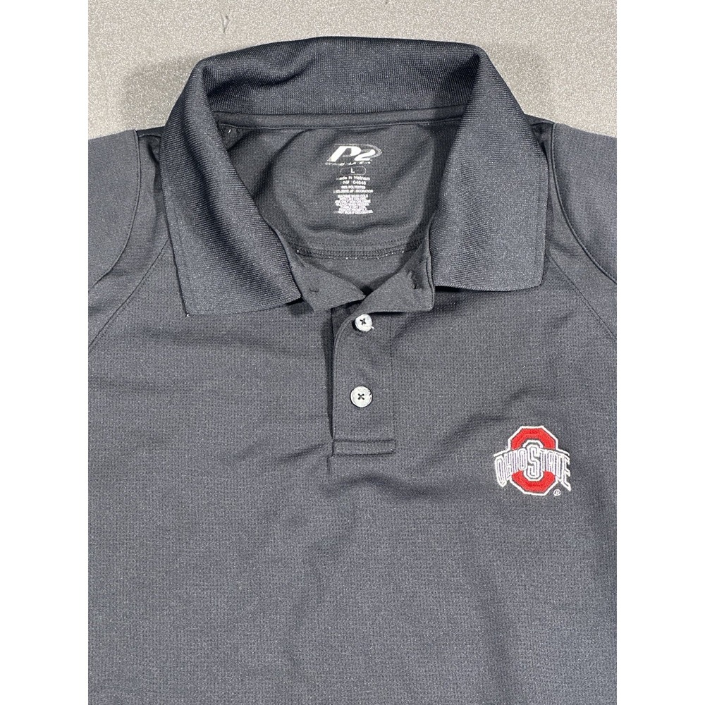 Men's Ohio State Buckeyes P2P Black/Red Black Out The Shoe Polo Large
